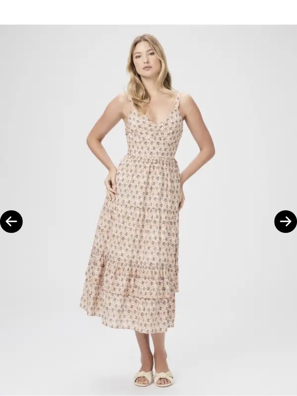 PAIGE Blush Floral Tiered Midi Dress